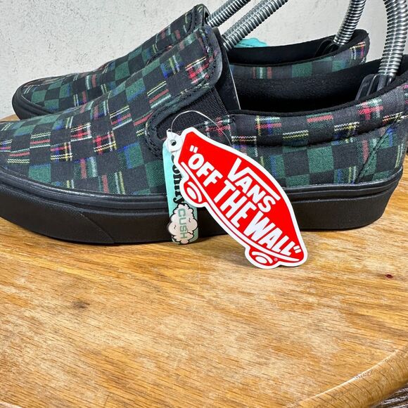 Vans Comfycush Slip On‎ Plaid Green Sneaker Shoes Women’s Size 7.5 - Picture 4 of 9